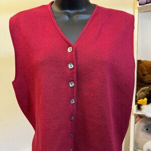Talbots Vintage Red Cotton Knit Button Front Sleeveless Vest Women’s Size Medium